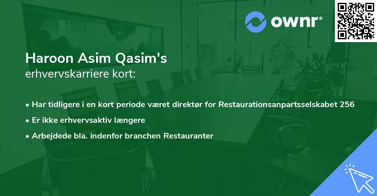 Haroon Asim Qasim's erhvervskarriere kort
