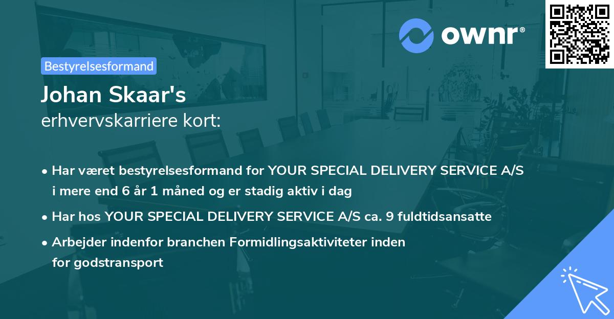 Johan Skaar's erhvervskarriere kort