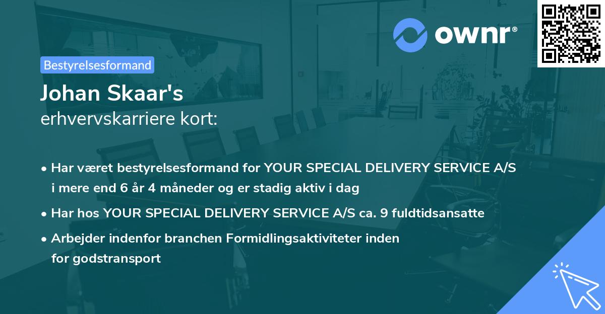 Johan Skaar's erhvervskarriere kort