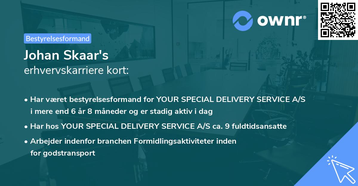 Johan Skaar's erhvervskarriere kort