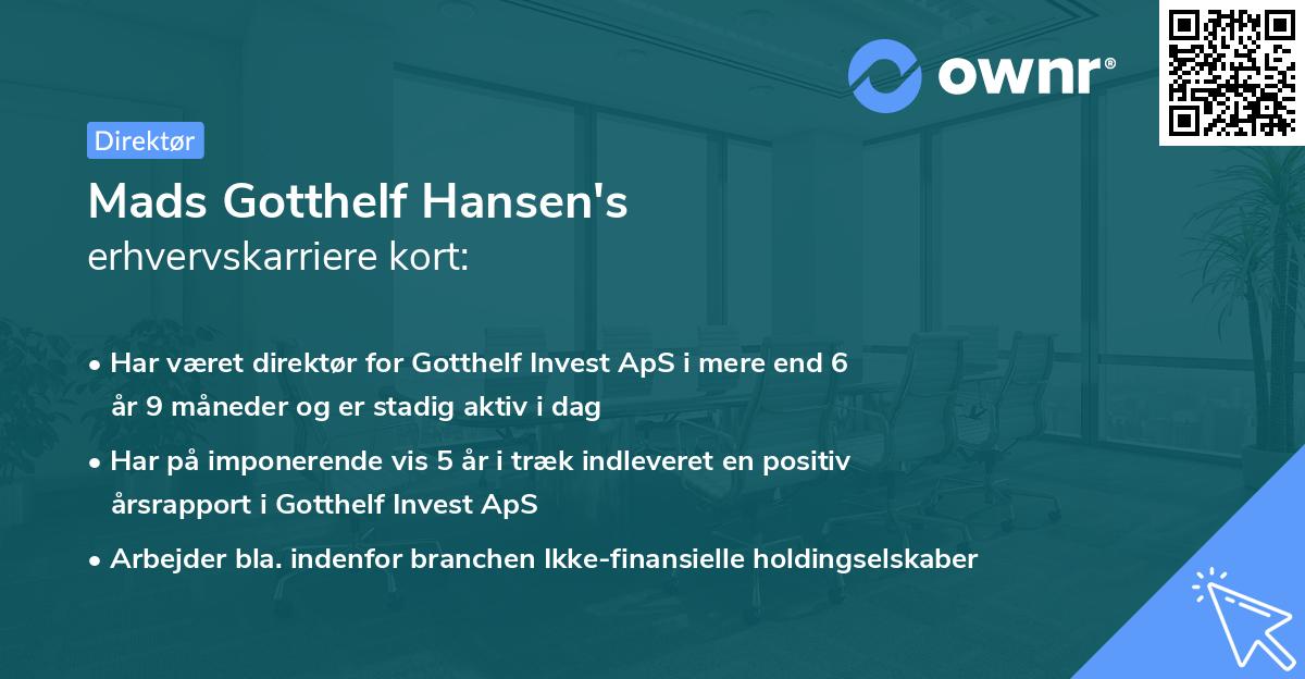 Mads Gotthelf Hansen's erhvervskarriere kort