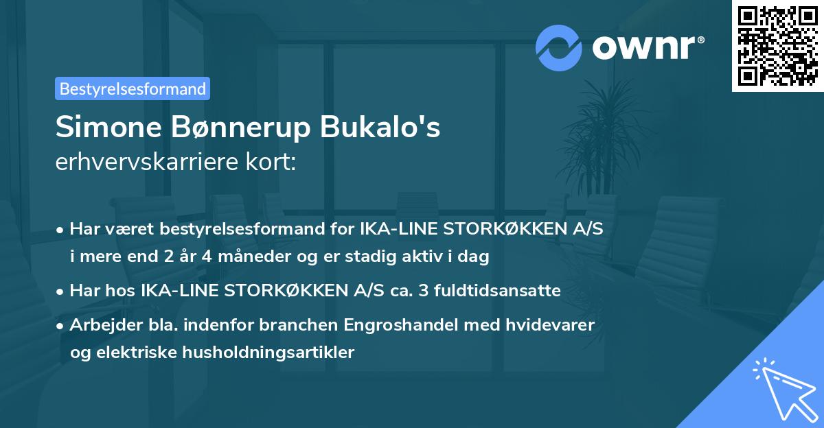 Simone Bønnerup Bukalo's erhvervskarriere kort