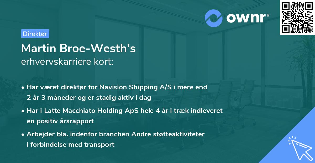 Martin Broe-Westh's erhvervskarriere kort