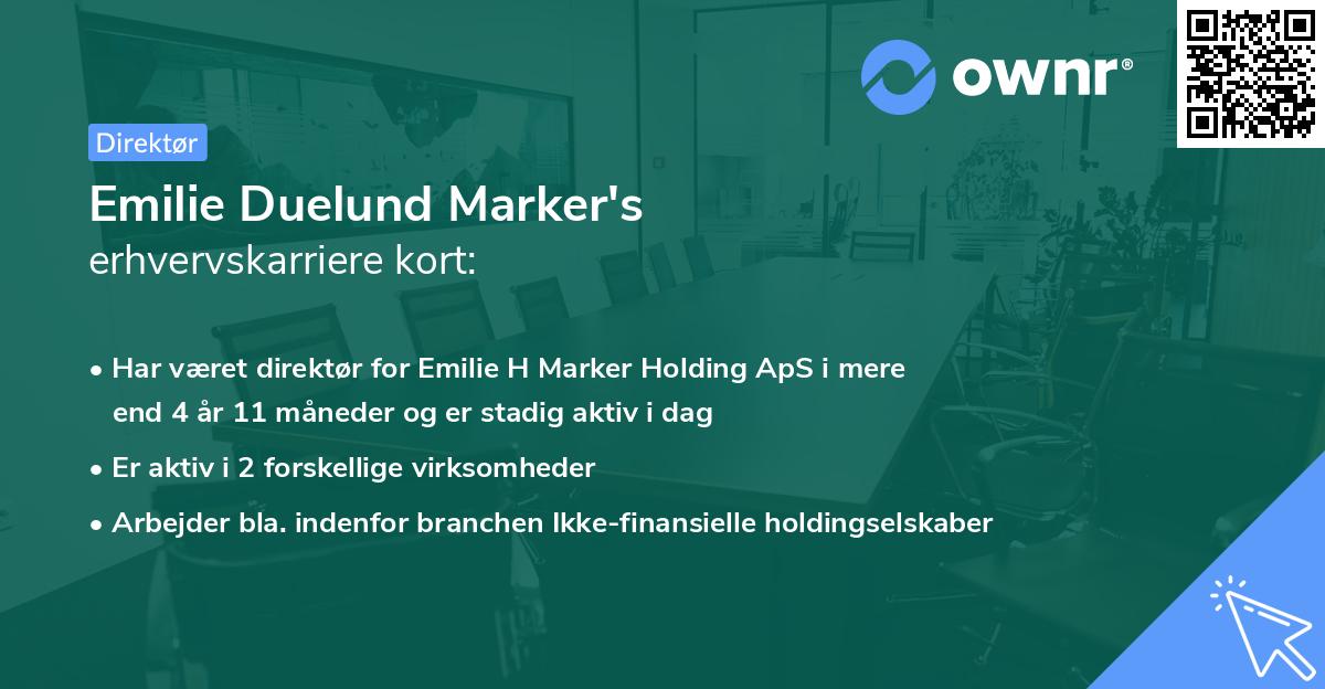 Emilie Duelund Marker's erhvervskarriere kort
