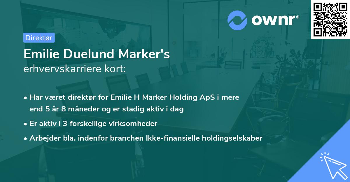Emilie Duelund Marker's erhvervskarriere kort