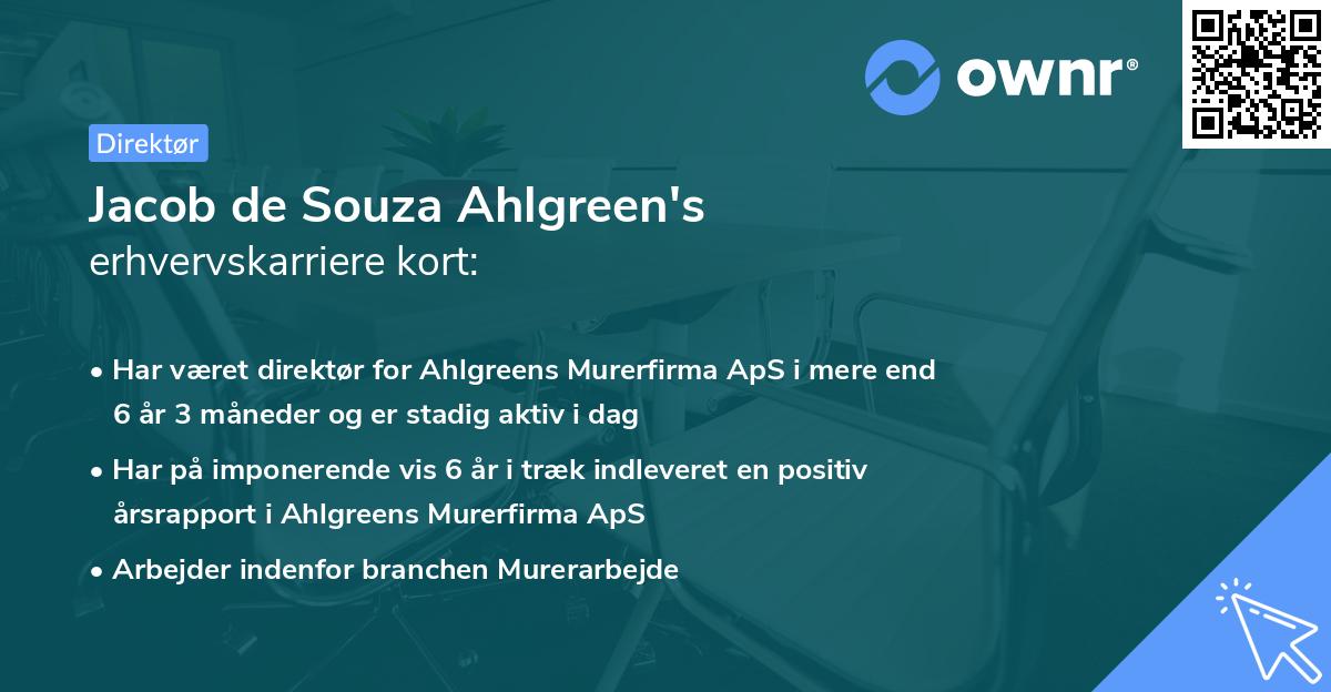 Jacob de Souza Ahlgreen's erhvervskarriere kort