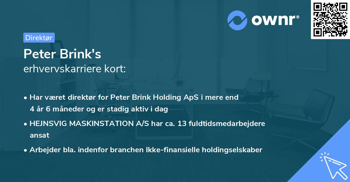 Peter Brink's erhvervskarriere kort