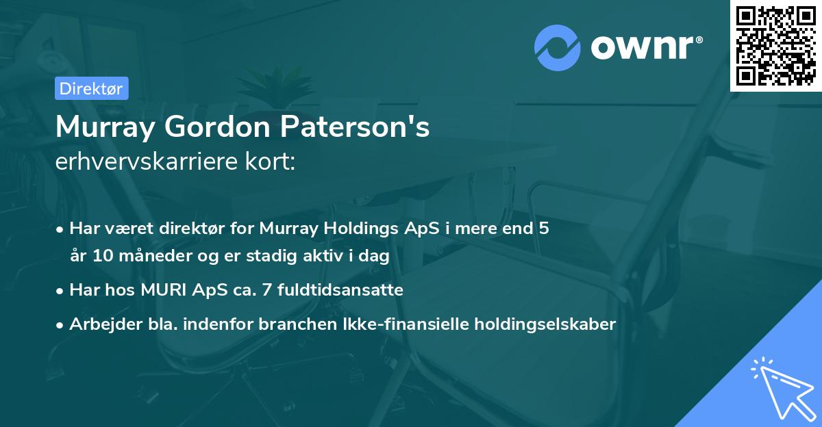 Murray Gordon Paterson's erhvervskarriere kort