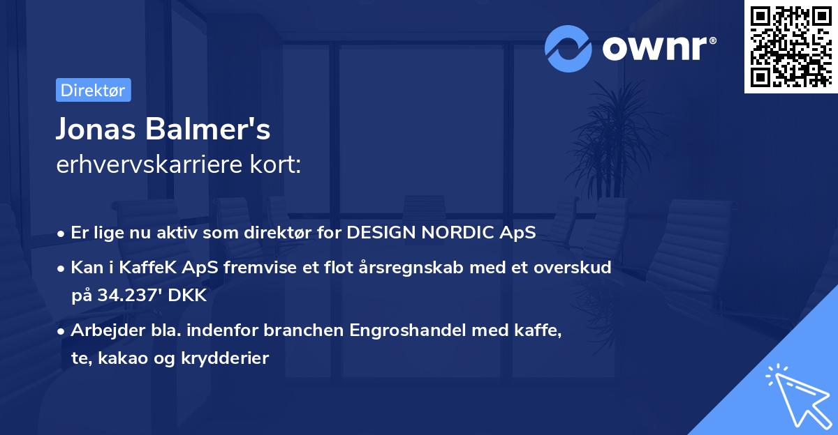 Jonas Balmer's erhvervskarriere kort