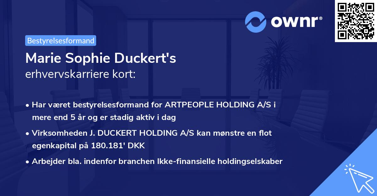 Marie Sophie Duckert's erhvervskarriere kort