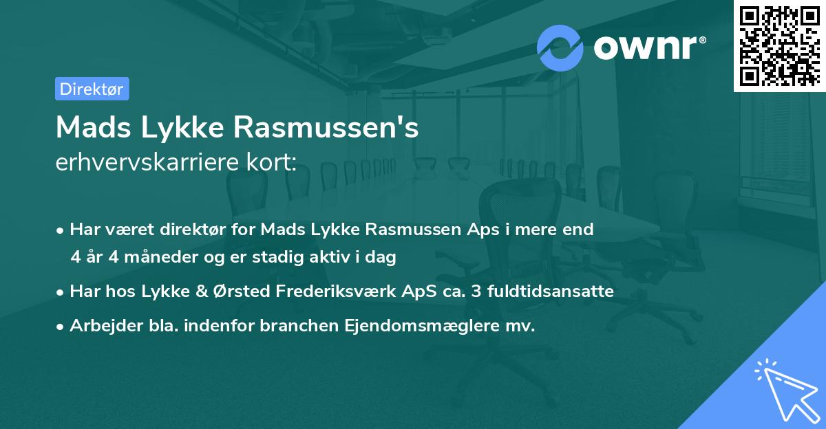 Mads Lykke Rasmussen's erhvervskarriere kort