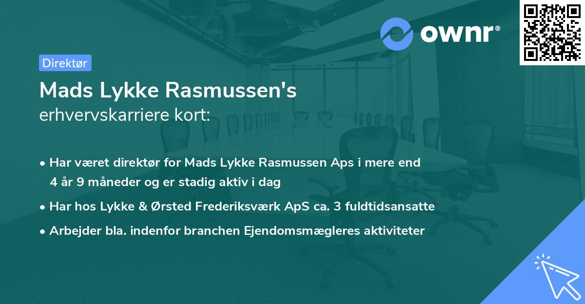 Mads Lykke Rasmussen's erhvervskarriere kort