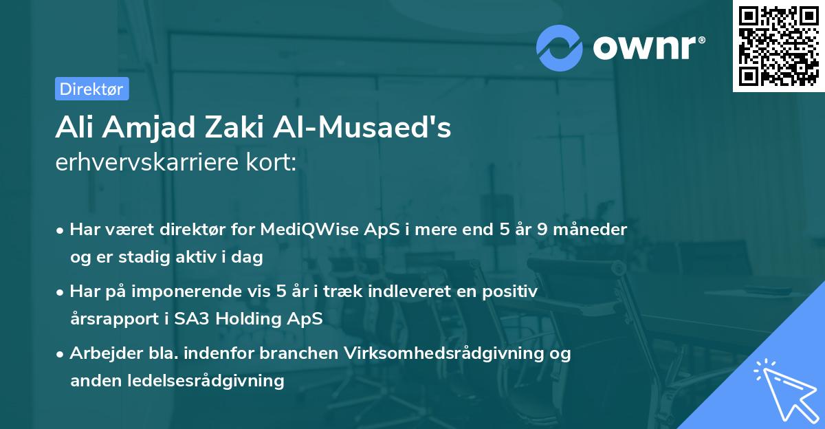 Ali Amjad Zaki Al-Musaed's erhvervskarriere kort