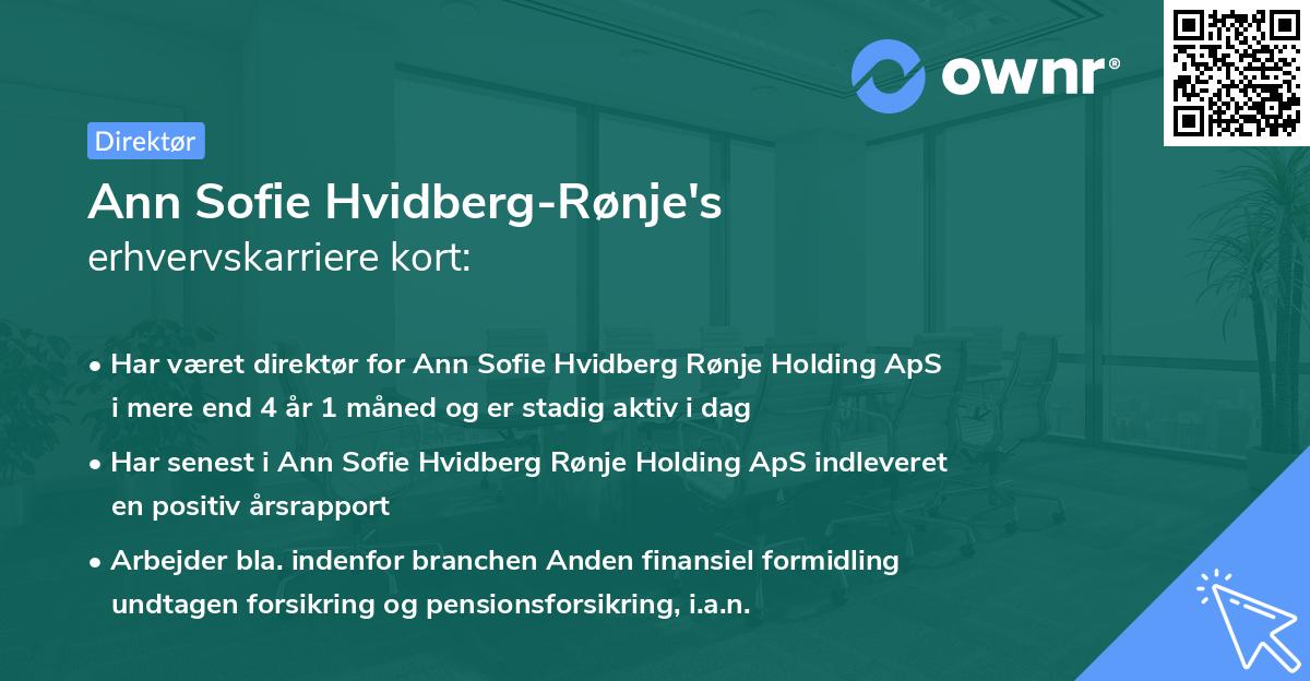 Ann Sofie Hvidberg-Rønje's erhvervskarriere kort