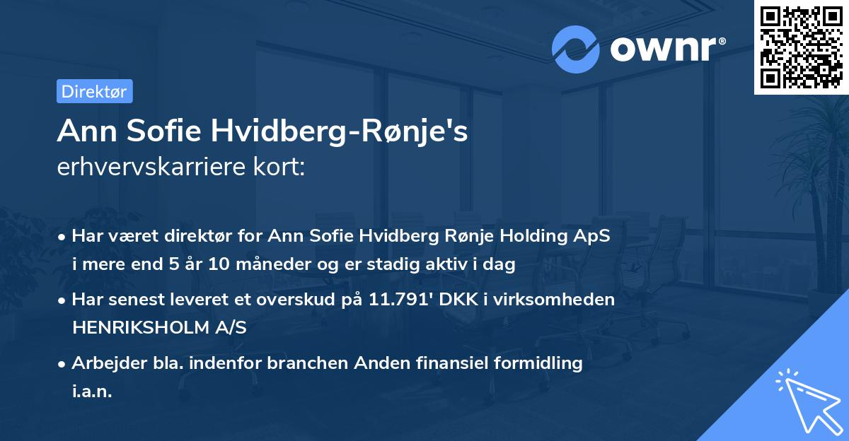 Ann Sofie Hvidberg-Rønje's erhvervskarriere kort