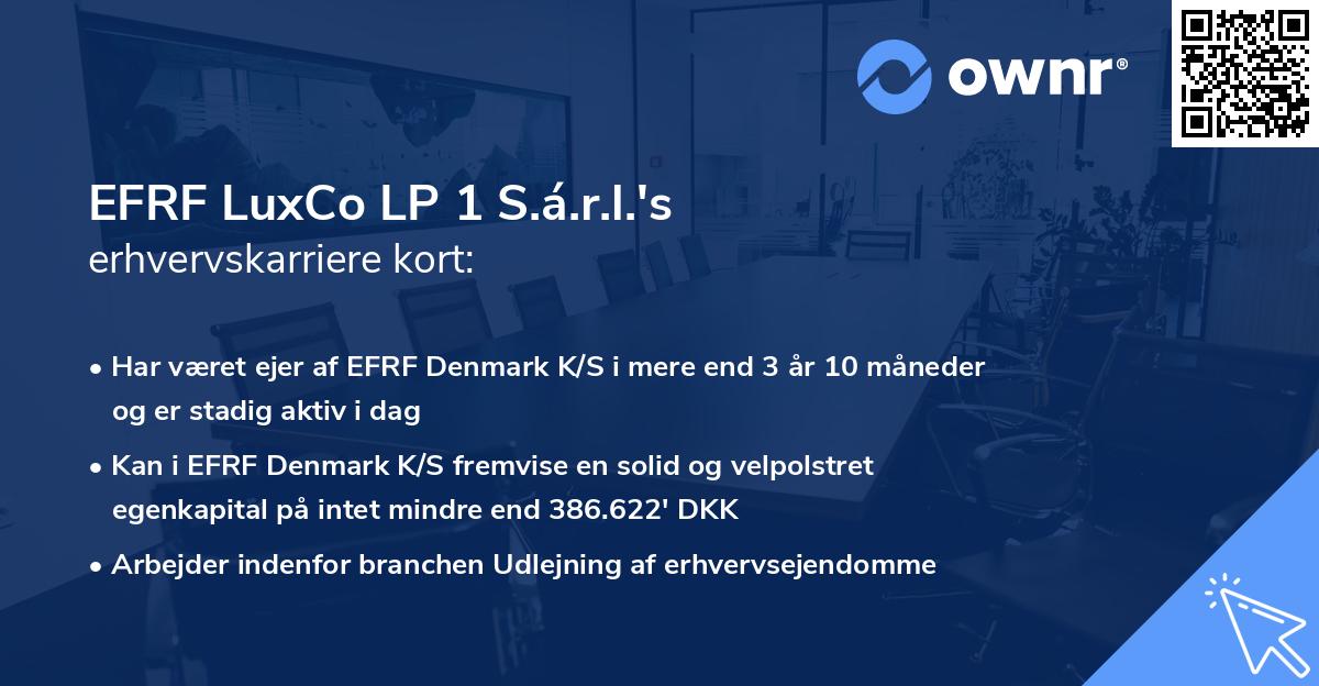 EFRF LuxCo LP 1 S.á.r.l.'s erhvervskarriere kort