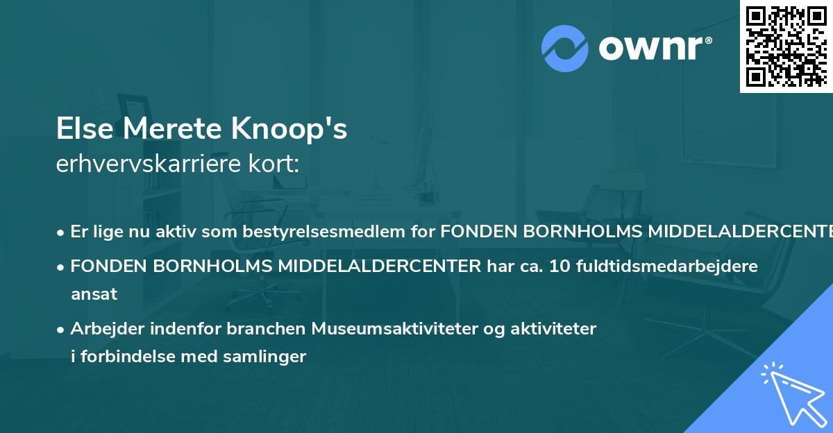 Else Merete Knoop's erhvervskarriere kort