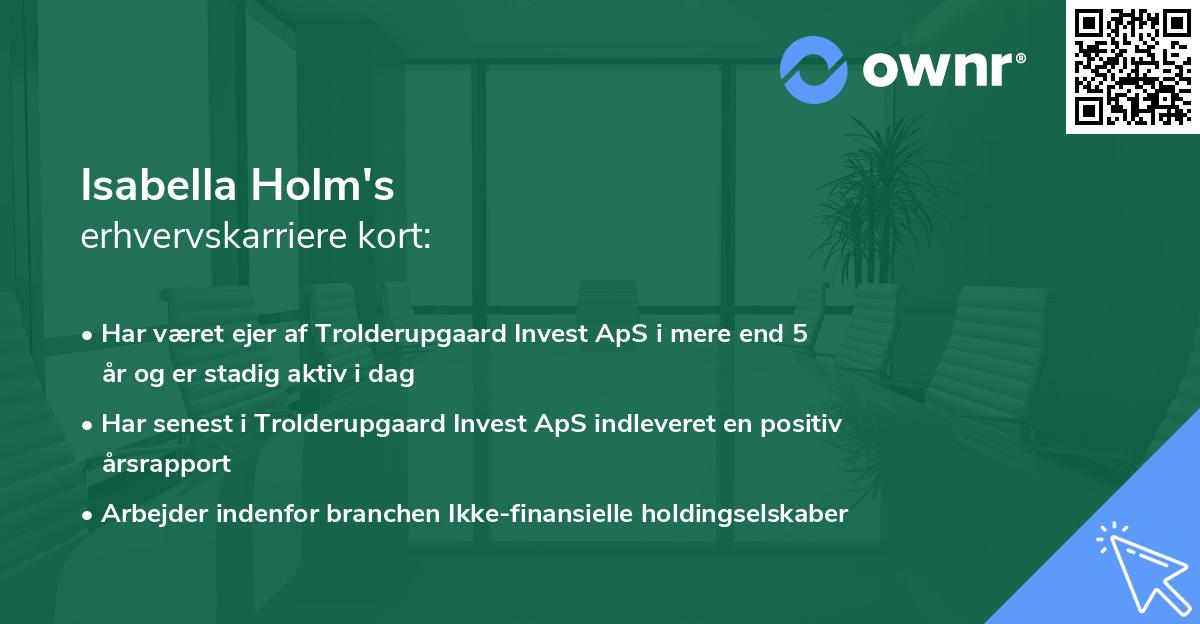 Isabella Holm's erhvervskarriere kort