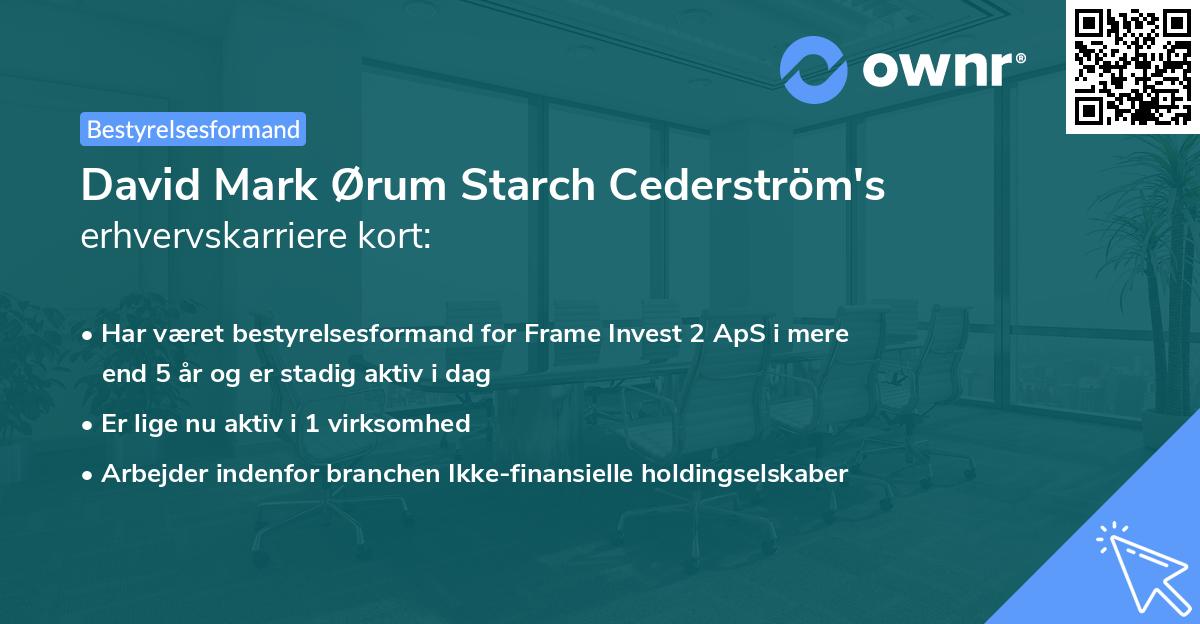 David Mark Ørum Starch Cederström's erhvervskarriere kort