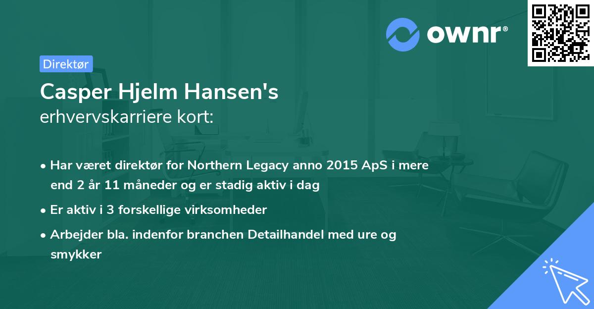Casper Hjelm Hansen's erhvervskarriere kort
