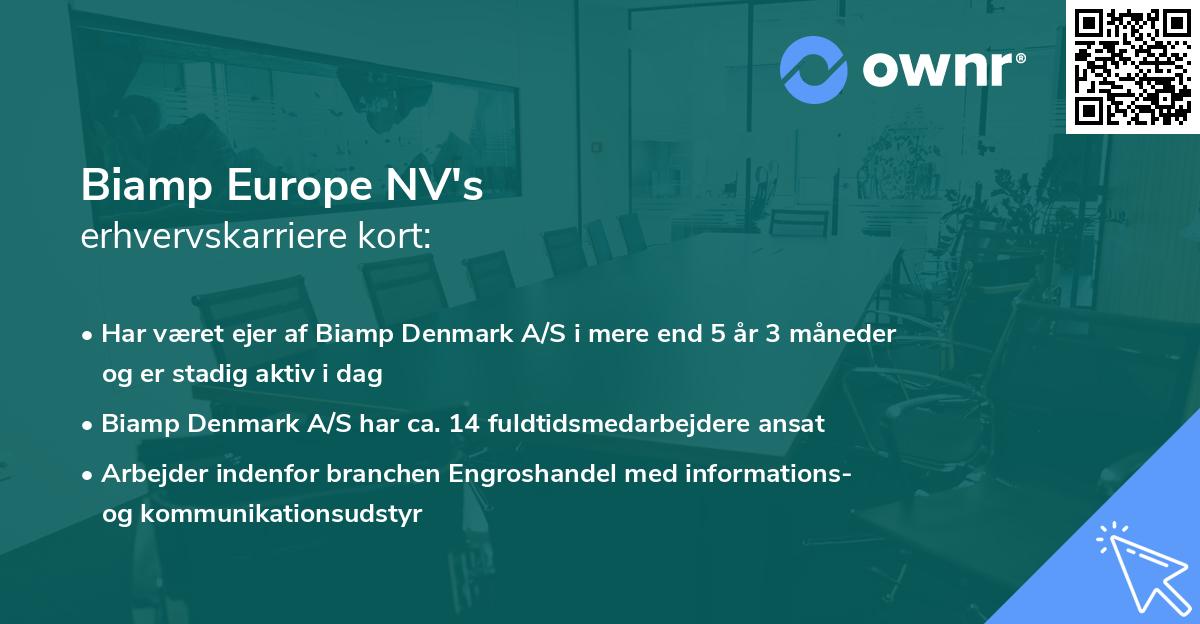 Biamp Europe NV's erhvervskarriere kort