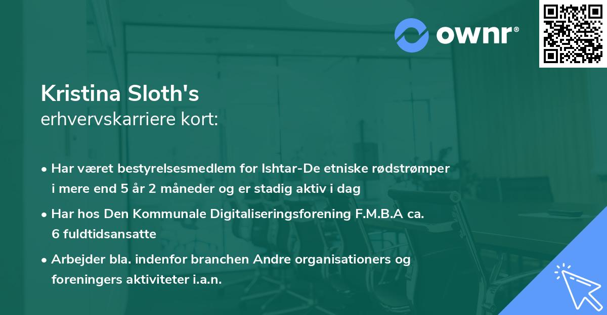 Kristina Sloth's erhvervskarriere kort
