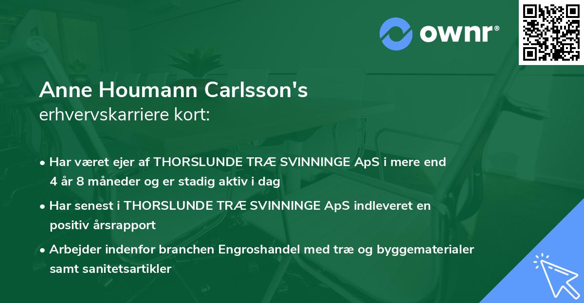 Anne Houmann Carlsson's erhvervskarriere kort