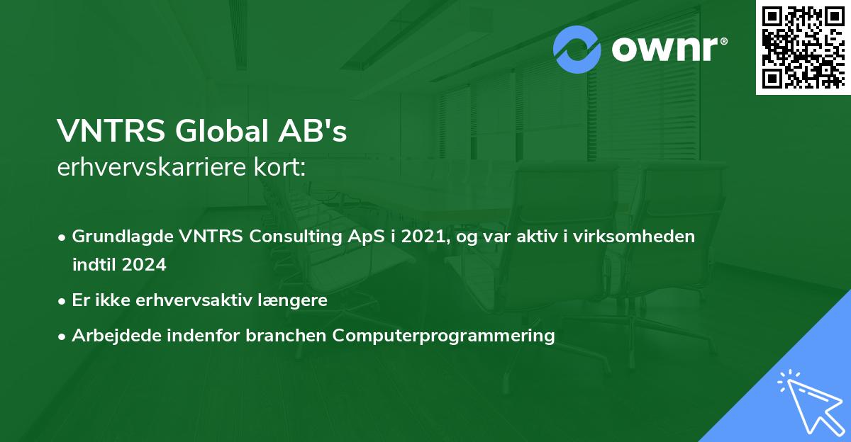 VNTRS Global AB's erhvervskarriere kort
