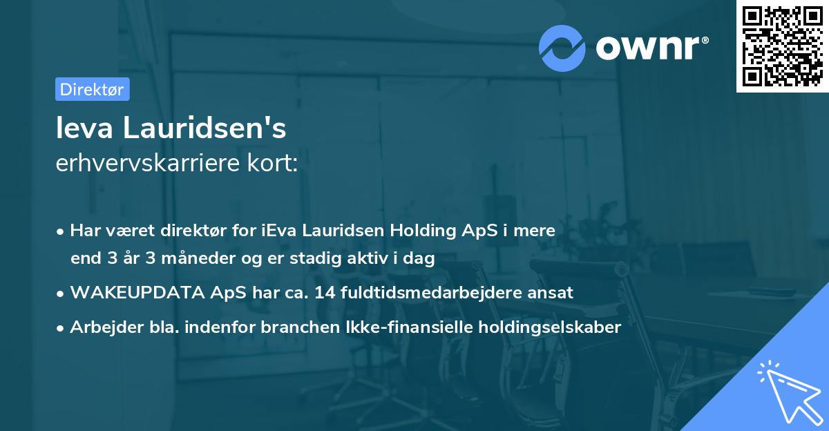 Ieva Lauridsen's erhvervskarriere kort