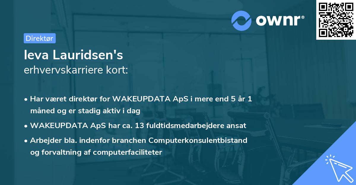Ieva Lauridsen's erhvervskarriere kort