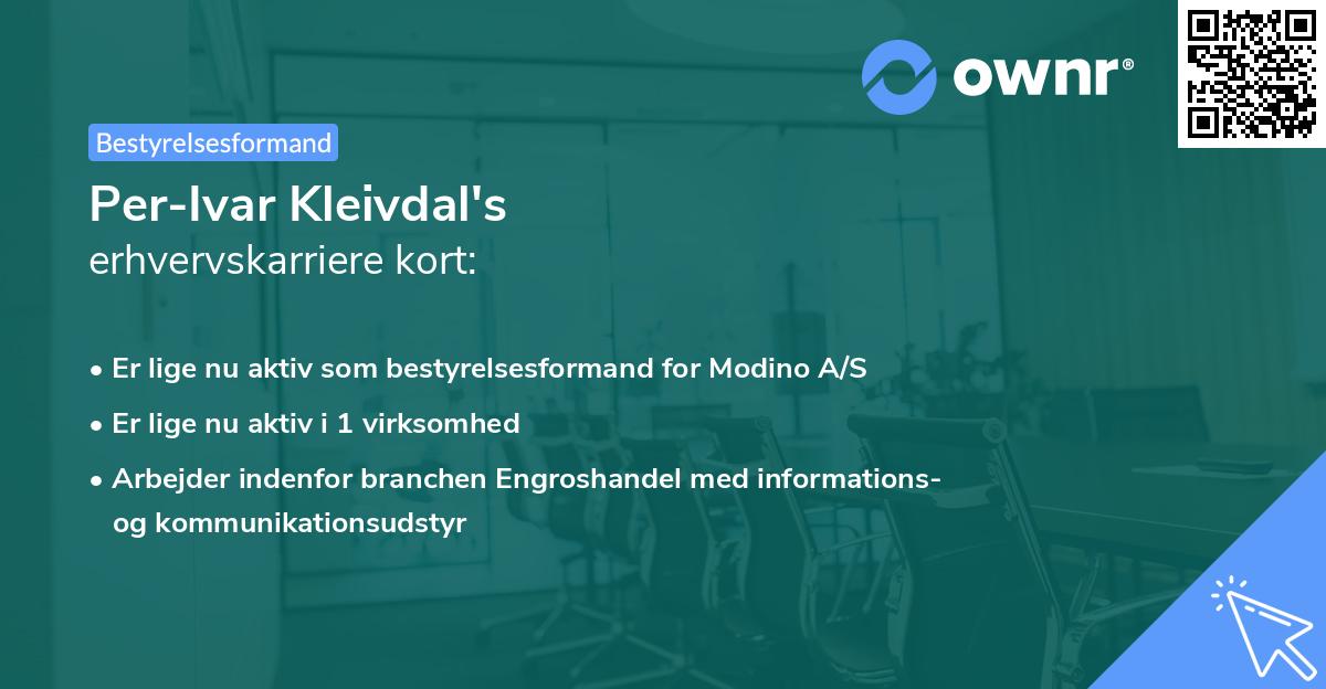 Per-Ivar Kleivdal's erhvervskarriere kort