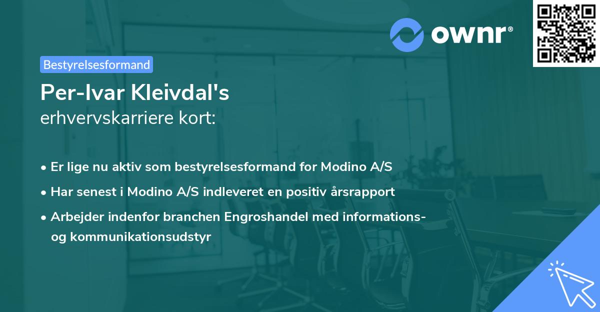 Per-Ivar Kleivdal's erhvervskarriere kort
