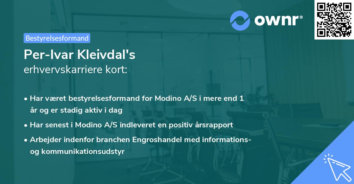 Per-Ivar Kleivdal's erhvervskarriere kort