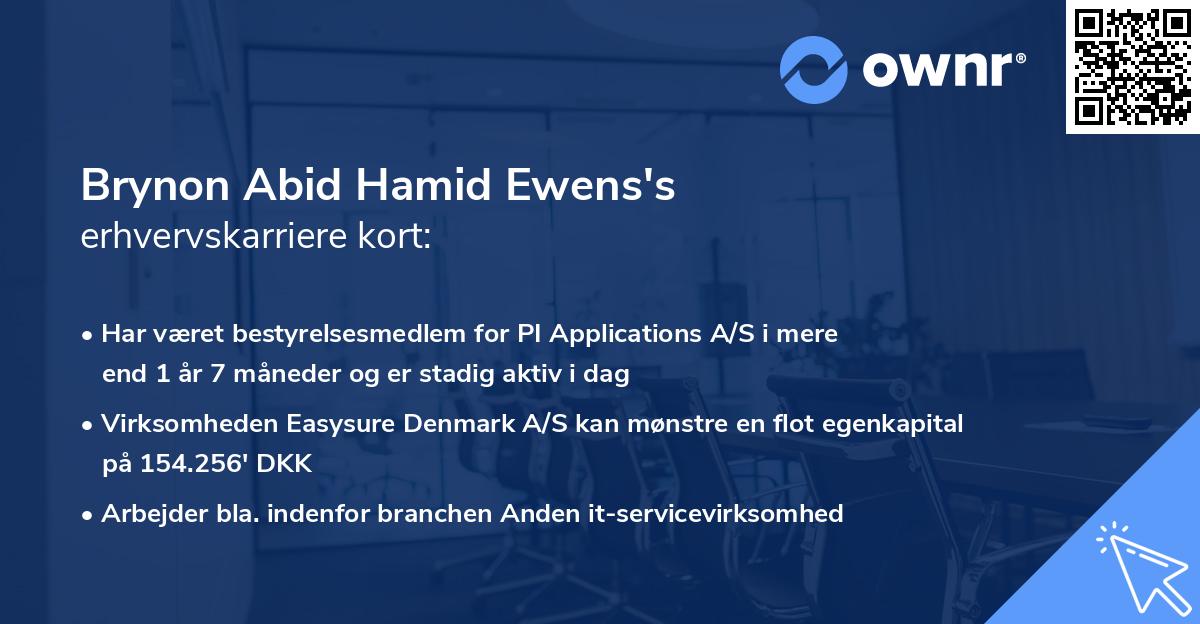 Brynon Abid Hamid Ewens's erhvervskarriere kort