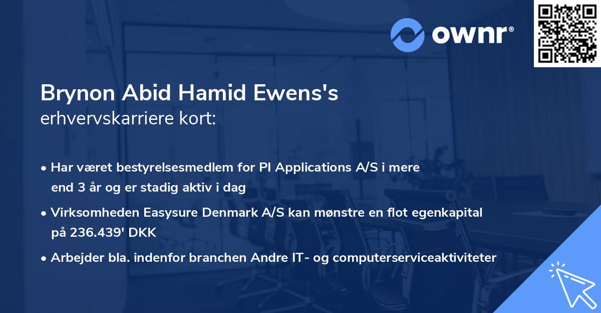 Brynon Abid Hamid Ewens's erhvervskarriere kort