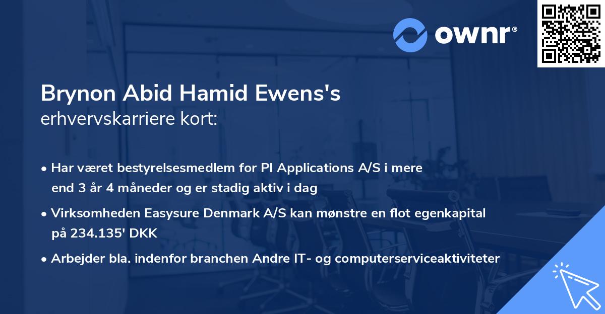 Brynon Abid Hamid Ewens's erhvervskarriere kort
