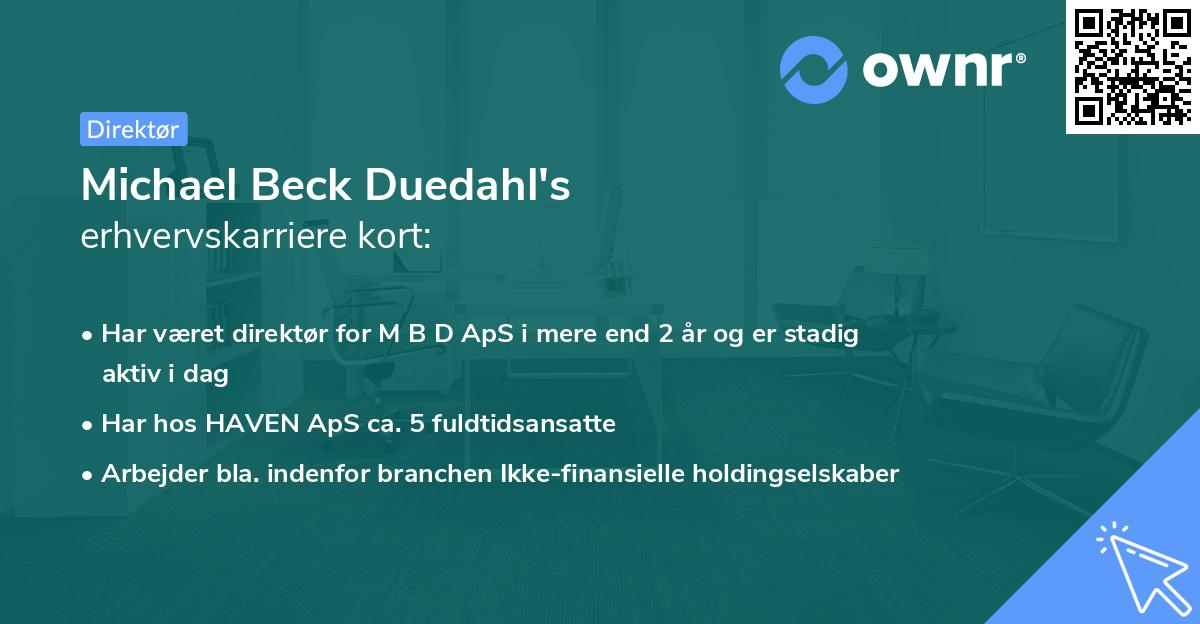 Michael Beck Duedahl's erhvervskarriere kort