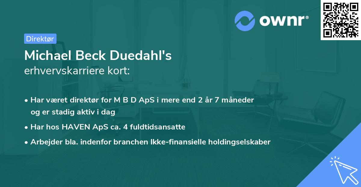 Michael Beck Duedahl's erhvervskarriere kort