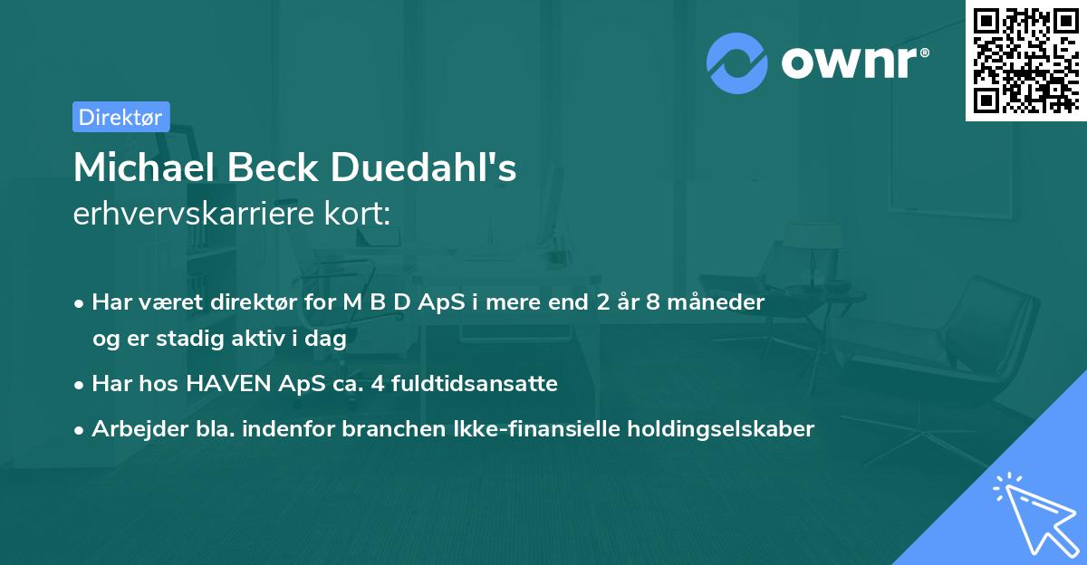 Michael Beck Duedahl's erhvervskarriere kort
