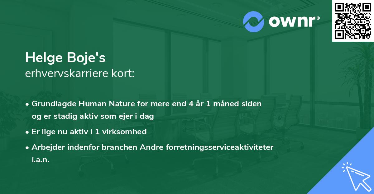 Helge Boje's erhvervskarriere kort