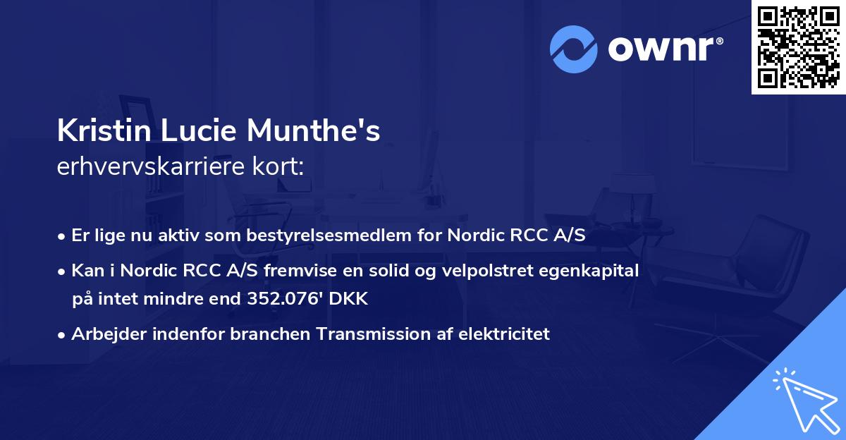 Kristin Lucie Munthe's erhvervskarriere kort