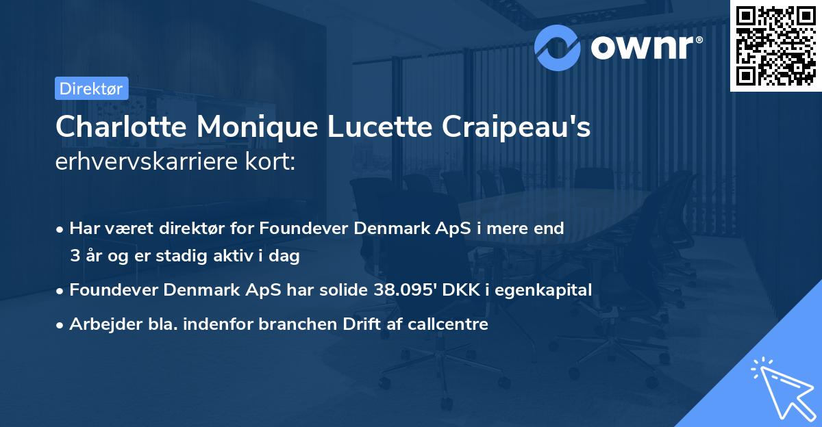 Charlotte Monique Lucette Craipeau's erhvervskarriere kort