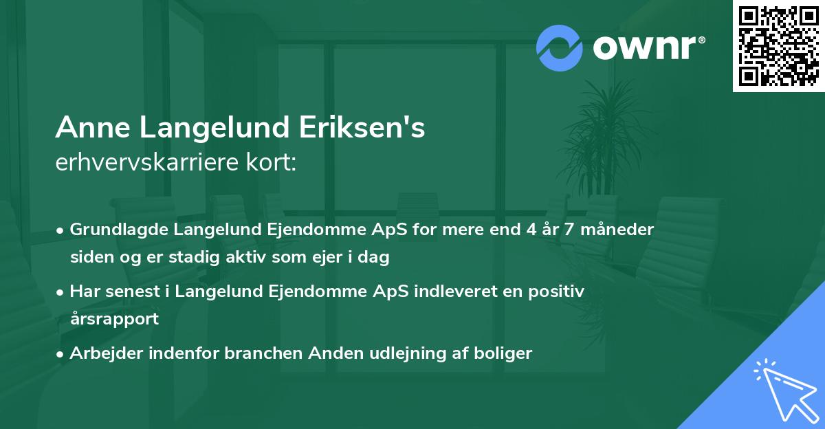 Anne Langelund Eriksen's erhvervskarriere kort