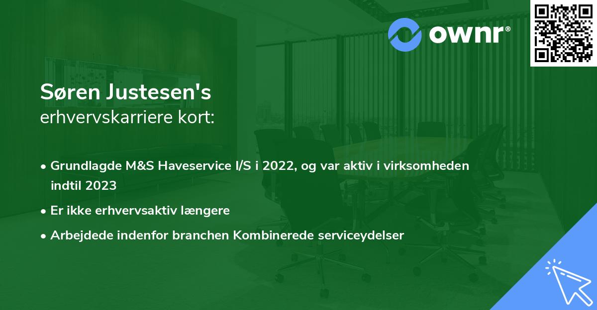 Søren Justesen's erhvervskarriere kort