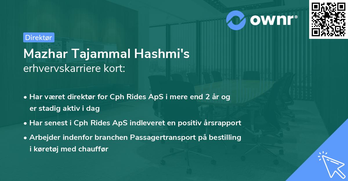 Mazhar Tajammal Hashmi's erhvervskarriere kort