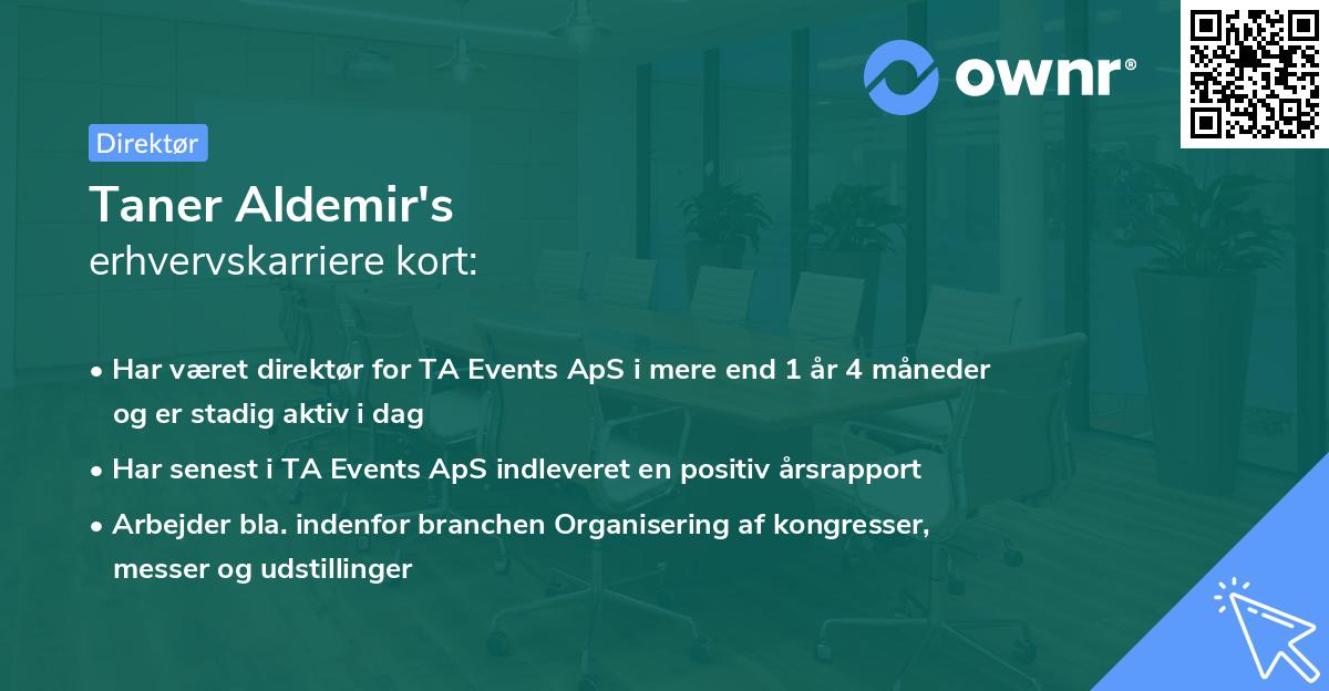 Taner Aldemir's erhvervskarriere kort