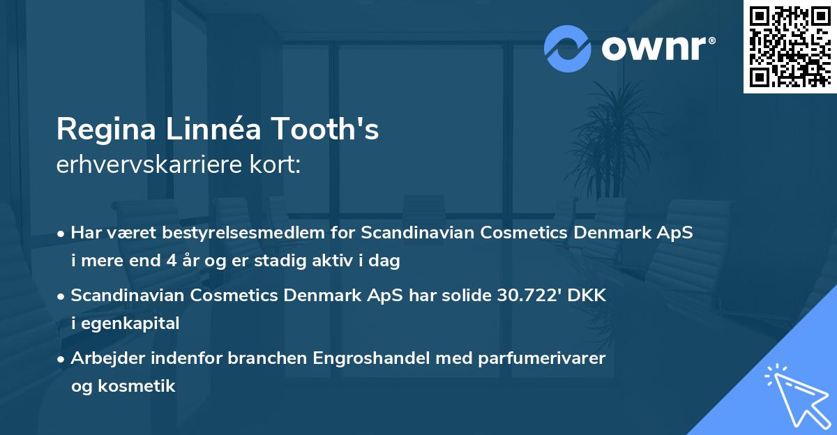 Regina Linnéa Tooth's erhvervskarriere kort