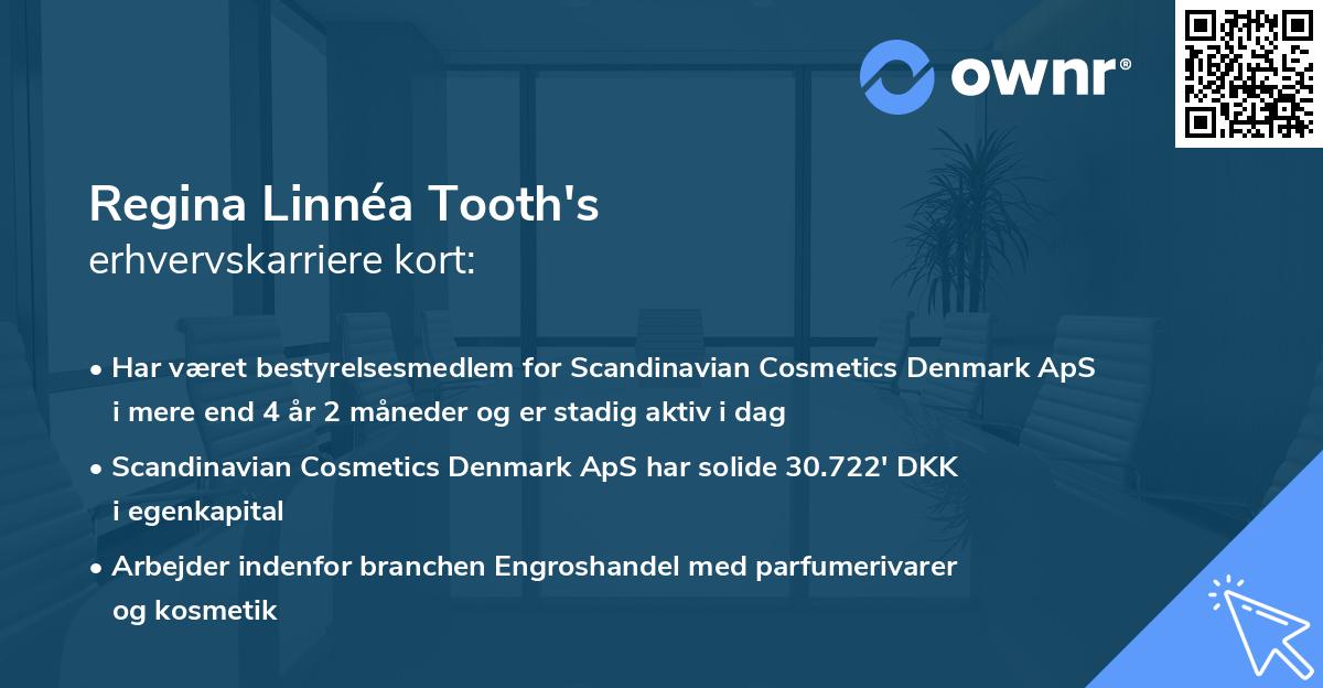 Regina Linnéa Tooth's erhvervskarriere kort