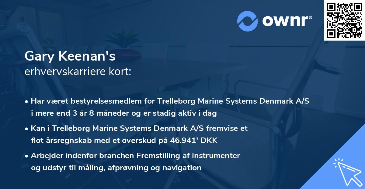 Gary Keenan's erhvervskarriere kort