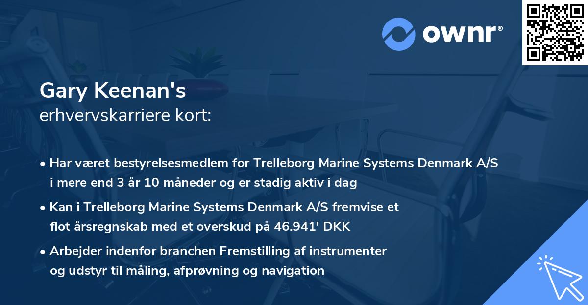 Gary Keenan's erhvervskarriere kort